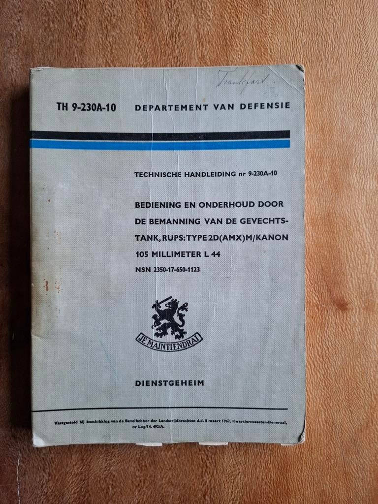 Technische handleiding TH9-230A-10 Tank AMX Type 2D, Ophalen of Verzenden