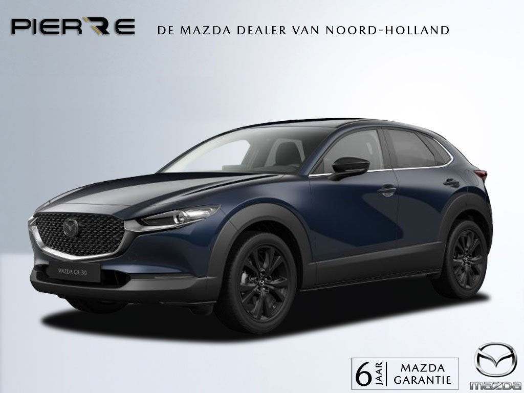 Mazda CX-30 2.5 e-SkyActiv-G M AUTOMAAT Hybrid Homura NAVI |, Auto's, Dealer onderhouden, Zwart, 4 cilinders, Blauw