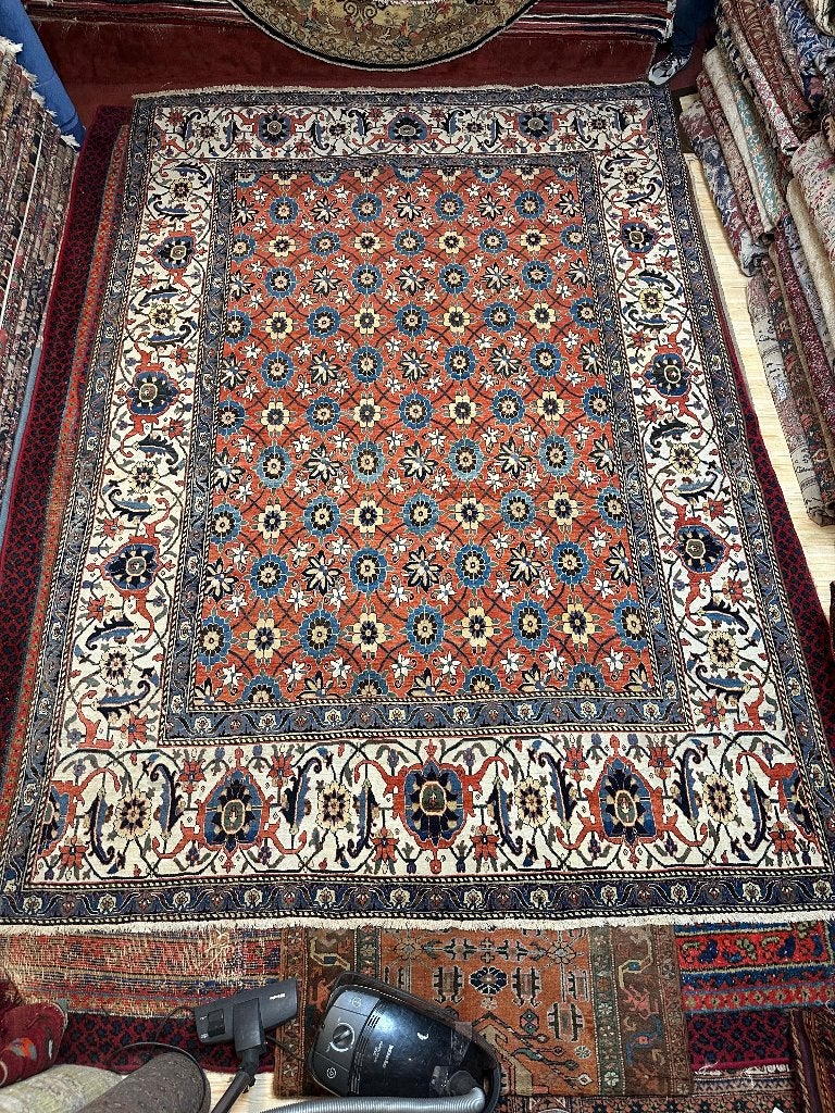 Antiek Tabriz tapijt – 370 x 252 cm – elegant bloemendessin, Gebruikt, Overige kleuren, Wol, 200 cm of meer