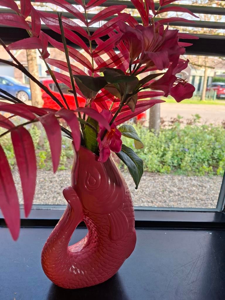 Vissen vaas . Roze . De takken krijg je erbij., Huis en Inrichting, Woonaccessoires | Vazen, Overige kleuren, Ophalen of Verzenden