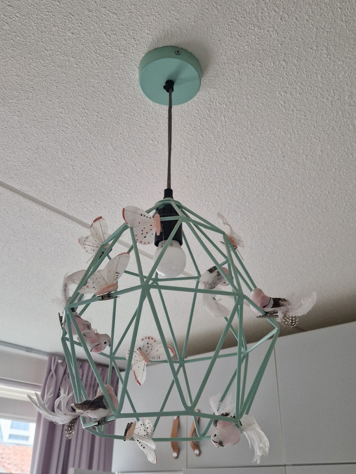 Kidsdepot wire hanglamp - Mintgroen, Gebruikt, Textiel, Speels, Kinderkamer, Modern, E27 (groot)
