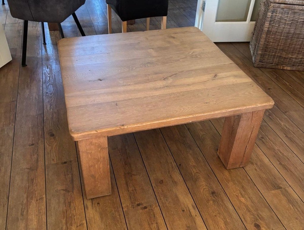 Blank eiken salontafel, Ophalen, Gebruikt, Landelijk, robuust, 100 tot 150 cm