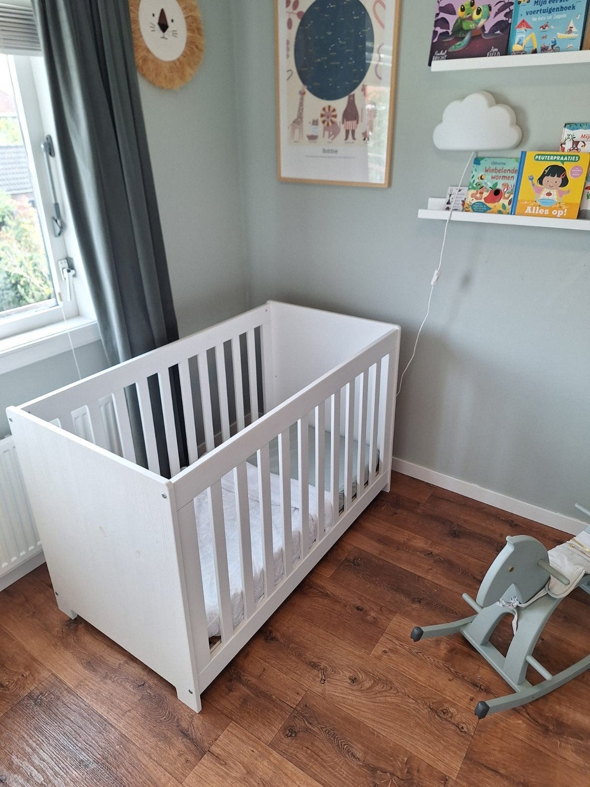 WOOOD New Life Ledikant wit - Met verstelbare lattenbodem, Zo goed als nieuw, Minder dan 140 cm, Minder dan 70 cm, Ophalen