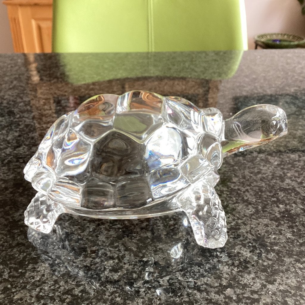 Beeld, schildpad, kristal glas, groot, vintage, Antiek en Kunst, Ophalen