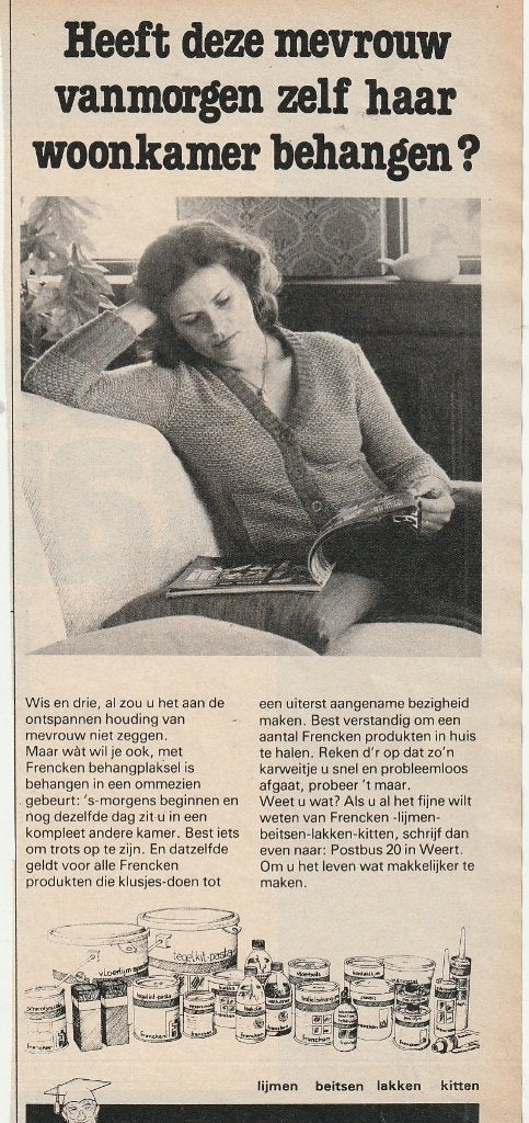 Retro reclame 1979 Frencken Weert mevrouw is ontspannen, Verzamelen, Verzenden, Overige typen