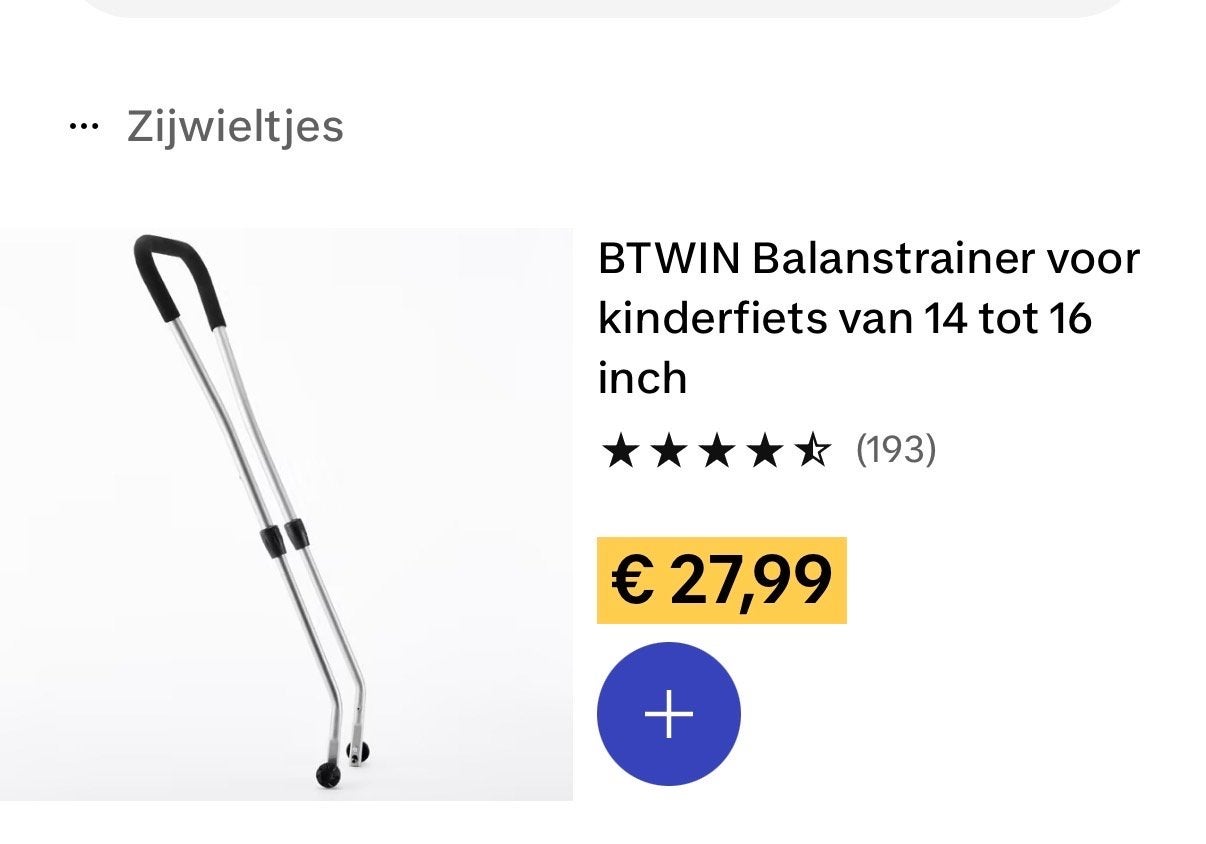 Nieuwe B'TWIN Balanstrainer Duwstang voor Kinderfiets 14-16, Ophalen, Nieuw