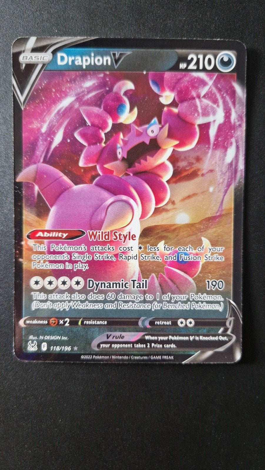 Drapion V 118/196 Sword&Shield Lost Origin Pokemon, Ophalen of Verzenden, Nieuw, Losse kaart
