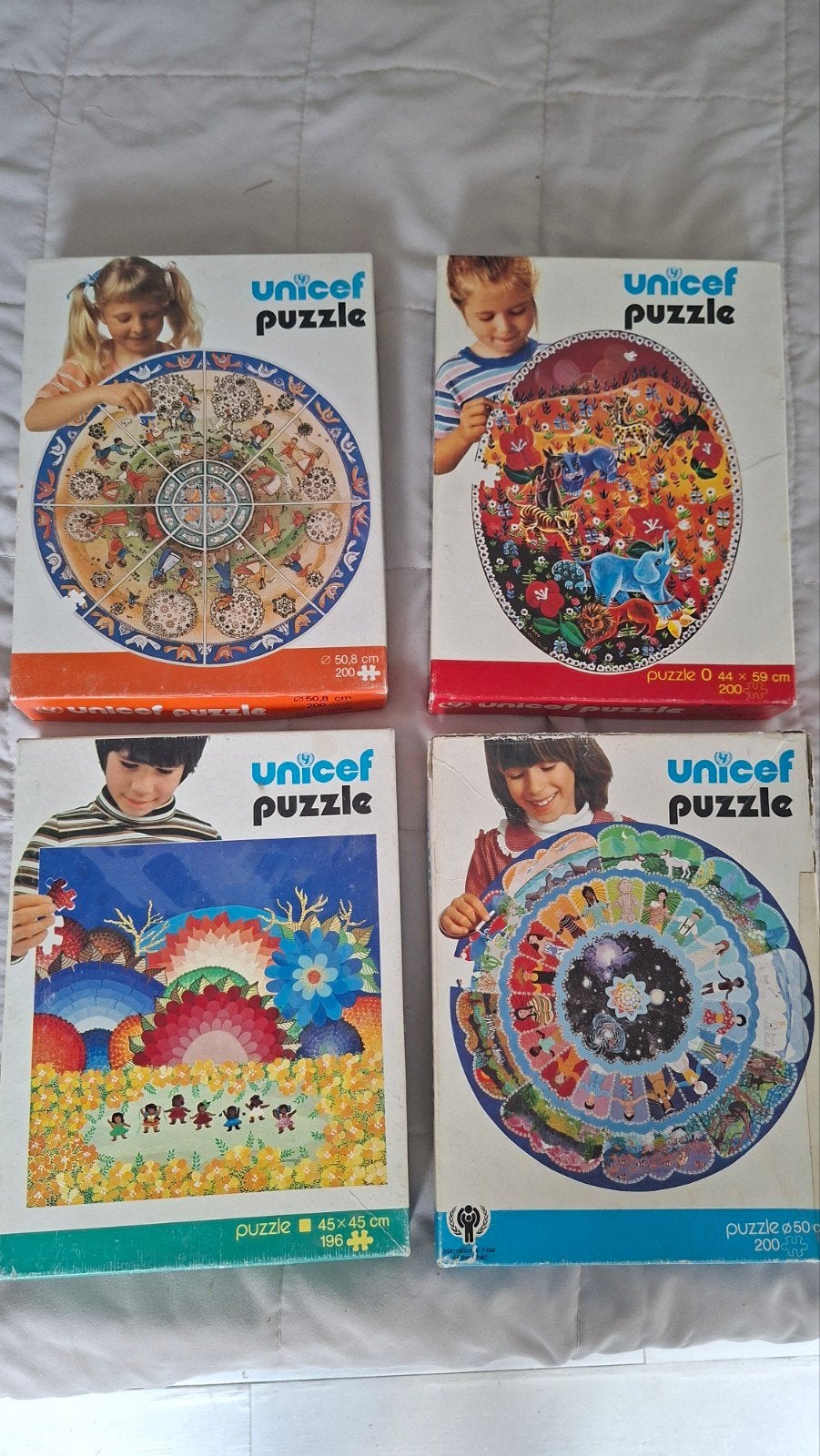 4x unicef puzzle collectors item, Hobby en Vrije tijd, Ophalen, Minder dan 500 stukjes, Gebruikt, Legpuzzel