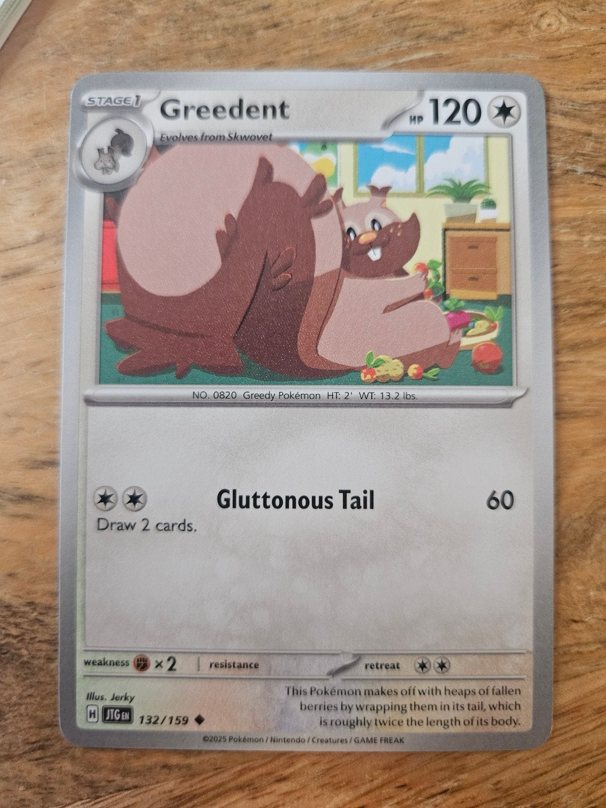 Pokémon Kaart Greedent 132/159, Ophalen of Verzenden, Zo goed als nieuw, Losse kaart