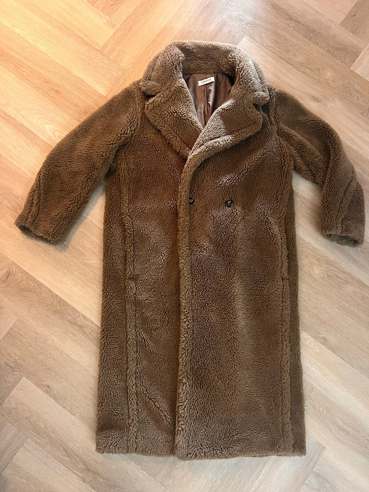 warme lange teddy jas in maat M, Ophalen of Verzenden, Zo goed als nieuw, Maat 38/40 (M), Bruin