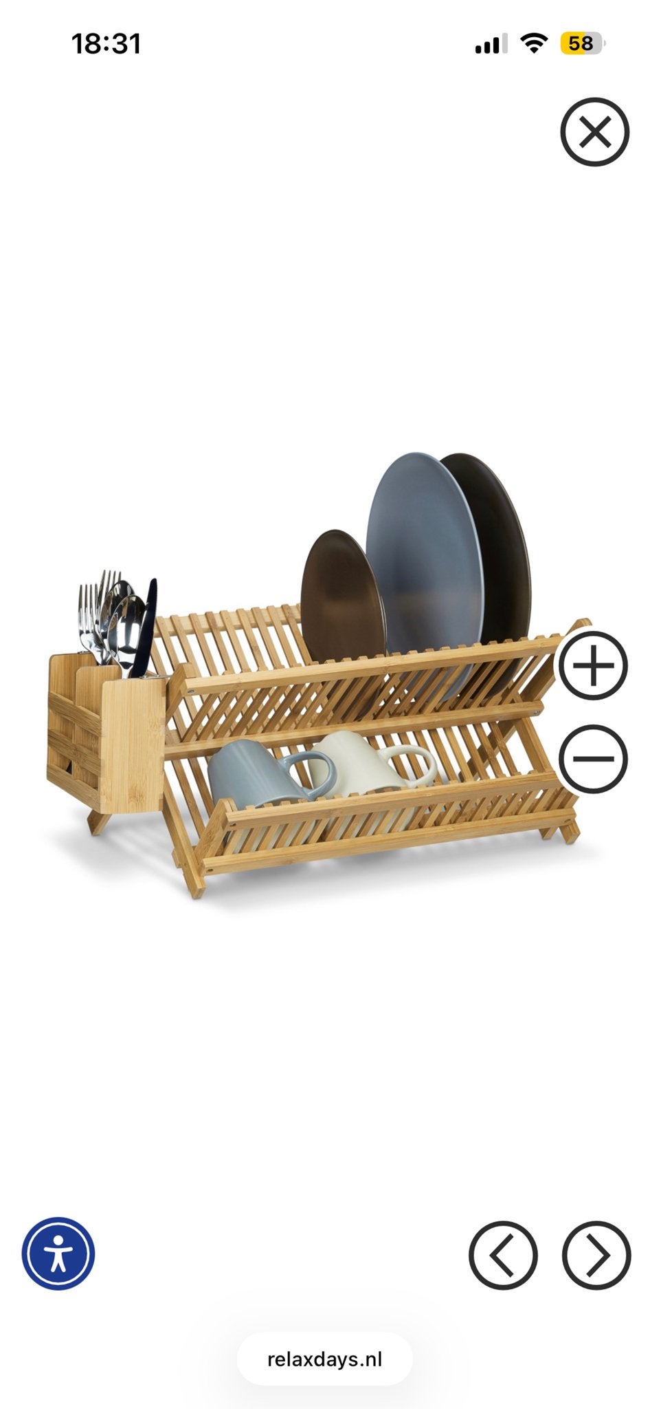 Relaxdays Bamboe Afdruiprek met Bestekmand - Nieuw, Beige, Bordenrek, Hout, Nieuw