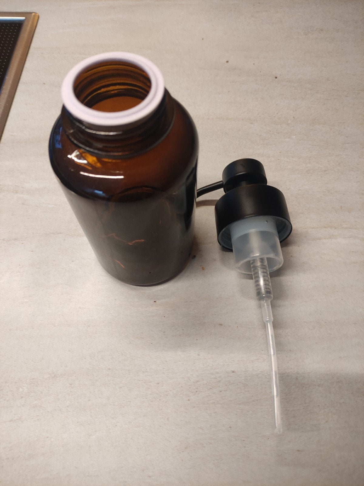 Zeeppompjes 400ml, Huis en Inrichting, Verzenden, Zo goed als nieuw, Bruin, Glas
