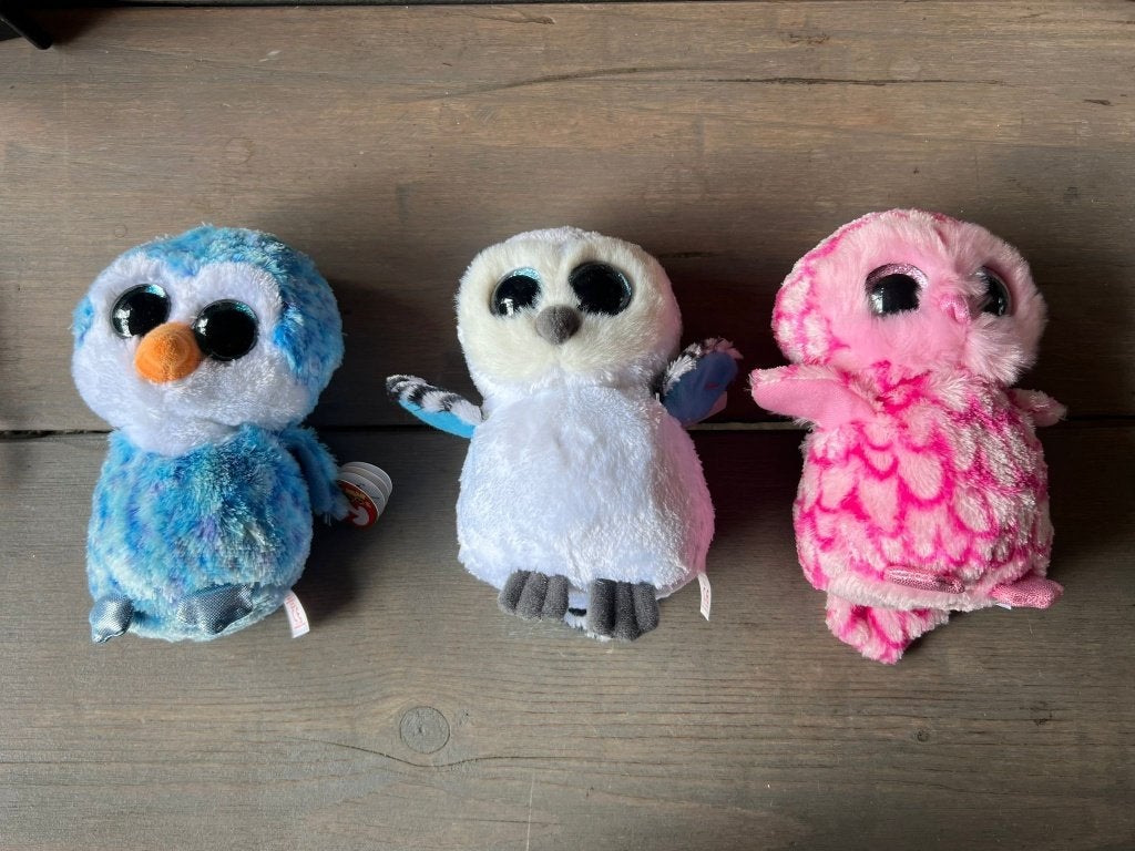 TY Beanie Boos uilen knuffels set originele plush speelgoed, Verzenden, Overige typen, Meerkleurig, Klein (minder dan 20 cm)