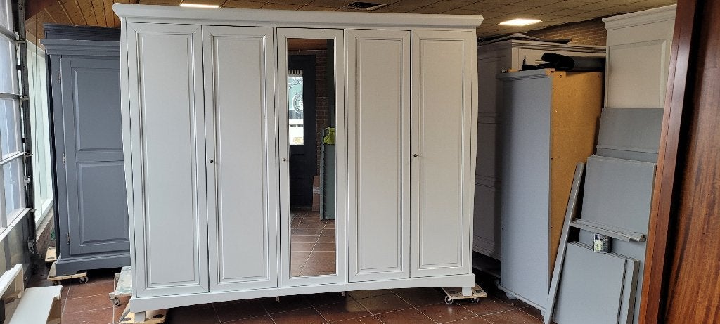 Brocante houten linnenkasten, kledingkasten, slaapkamerkast, Ophalen, 200 cm of meer, Zo goed als nieuw, 200 cm of meer