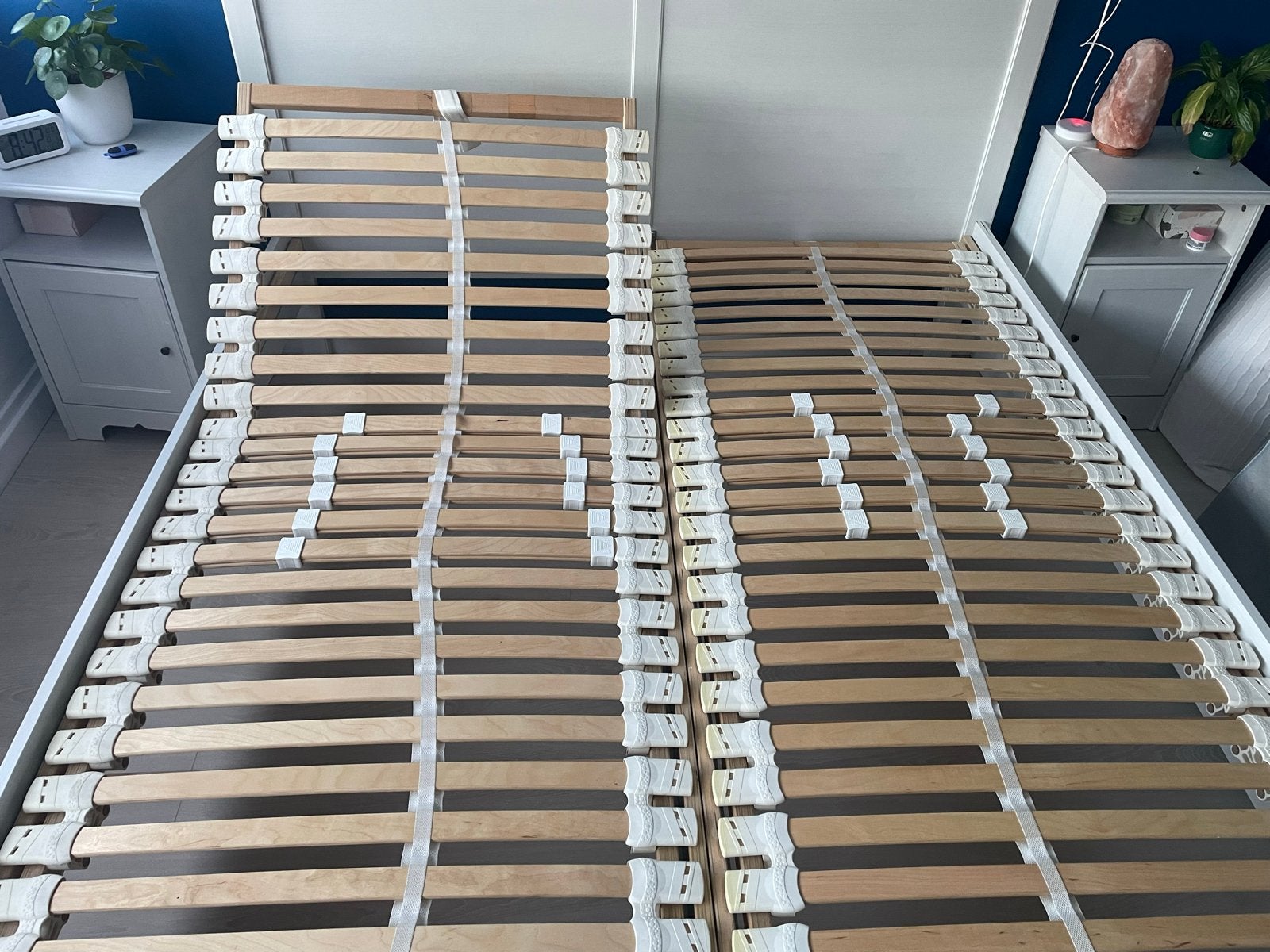 IKEA lattenbodems verstelbaar, Wit, Tweepersoons, Ophalen of Verzenden, 200 cm