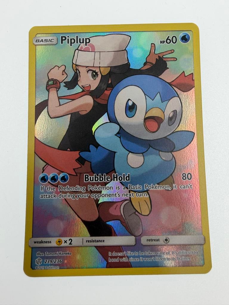 Piplup Pokémon Kaart (239/236) - Cosmic Eclipse, Hobby en Vrije tijd, Verzamelkaartspellen | Pokémon, Zo goed als nieuw, Losse kaart