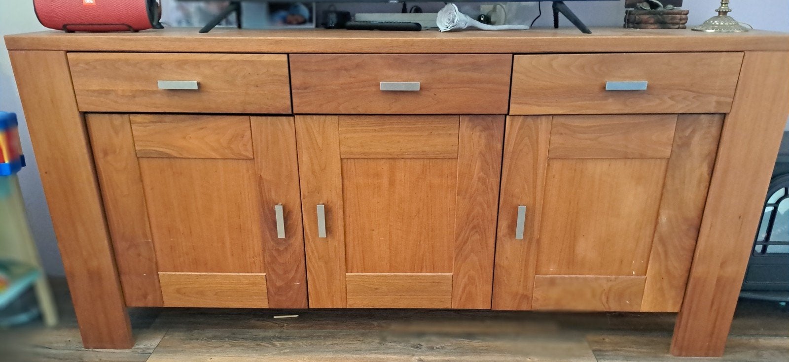 Prachtige noten houten dressoir, onderdeel van set, Huis en Inrichting, Kasten | Dressoirs, Ophalen, 150 tot 200 cm, Zo goed als nieuw