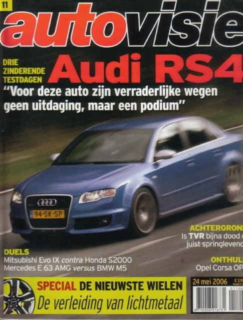 Autovisie 11 2006 : Audi RS4 - Honda S2000 - Mitsubishi EVO9, Ophalen of Verzenden, Gelezen, Algemeen