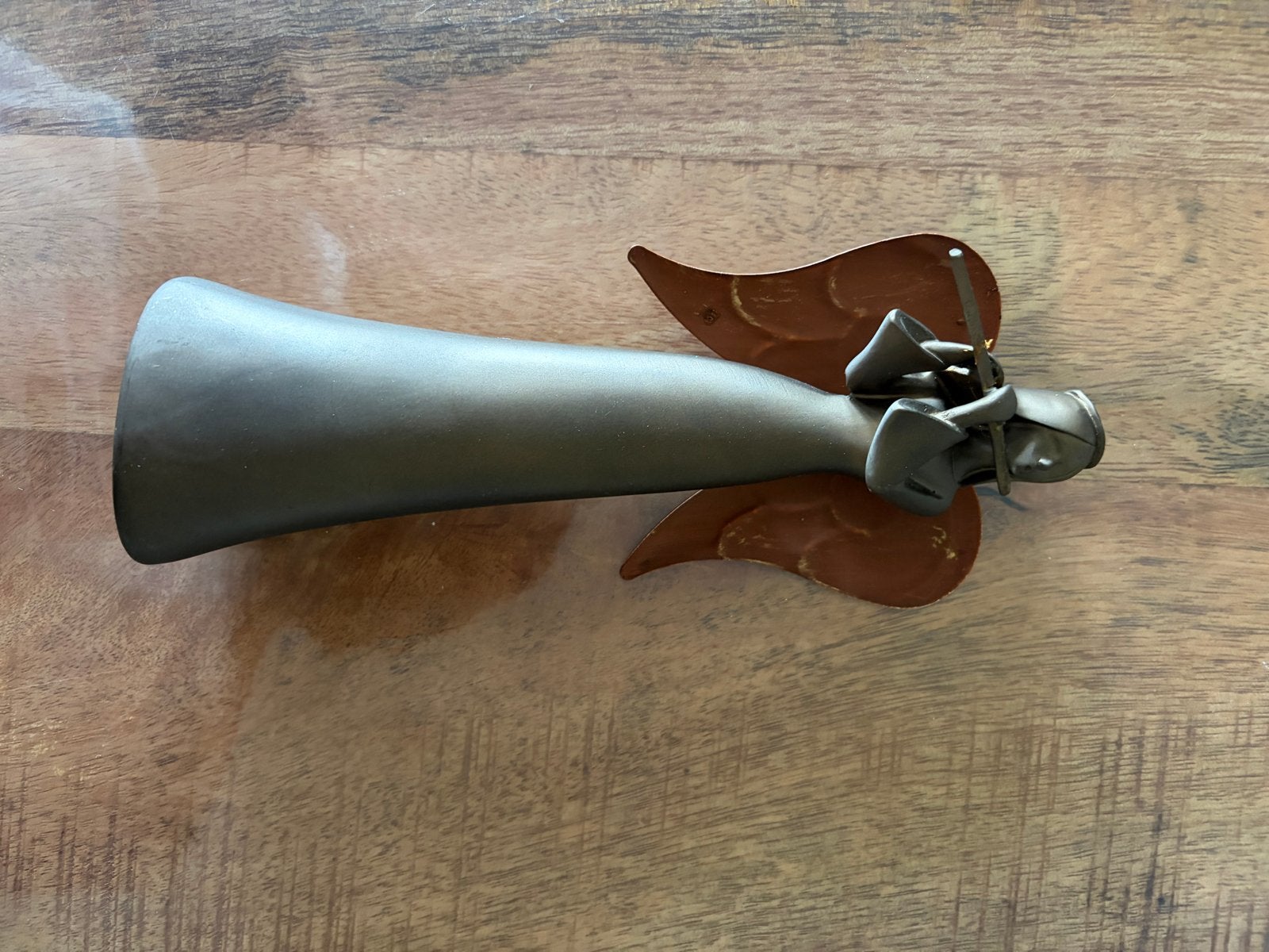 Metalen engel met dwarsfluit- Kerstdecoratie, Vintage, Gebruikt, Meerkleurig, Ophalen of Verzenden