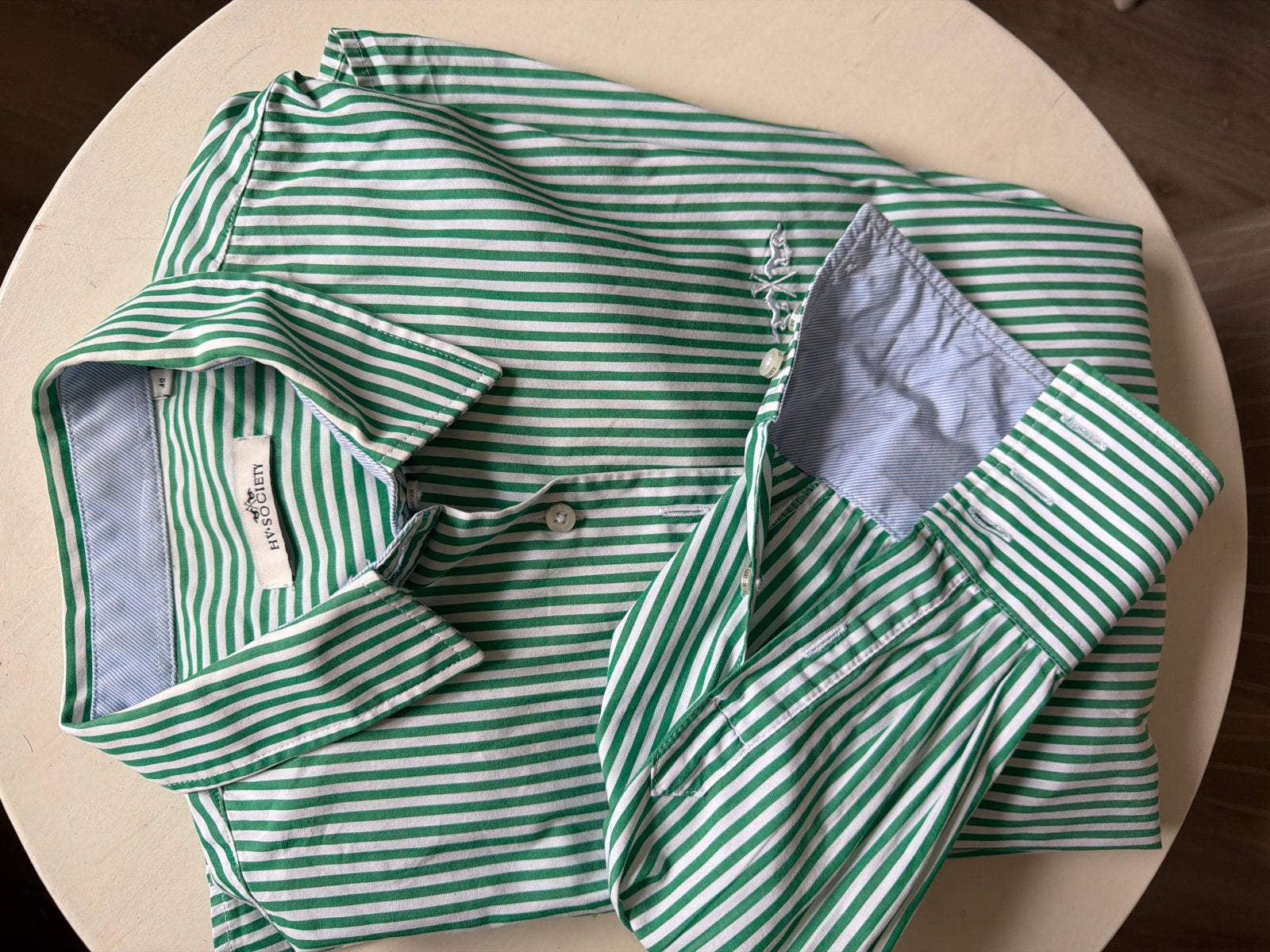 Groen gestreepte blouse van HV society maat 48, Kleding | Dames, Ophalen of Verzenden, Zo goed als nieuw, Maat 46/48 (XL) of groter
