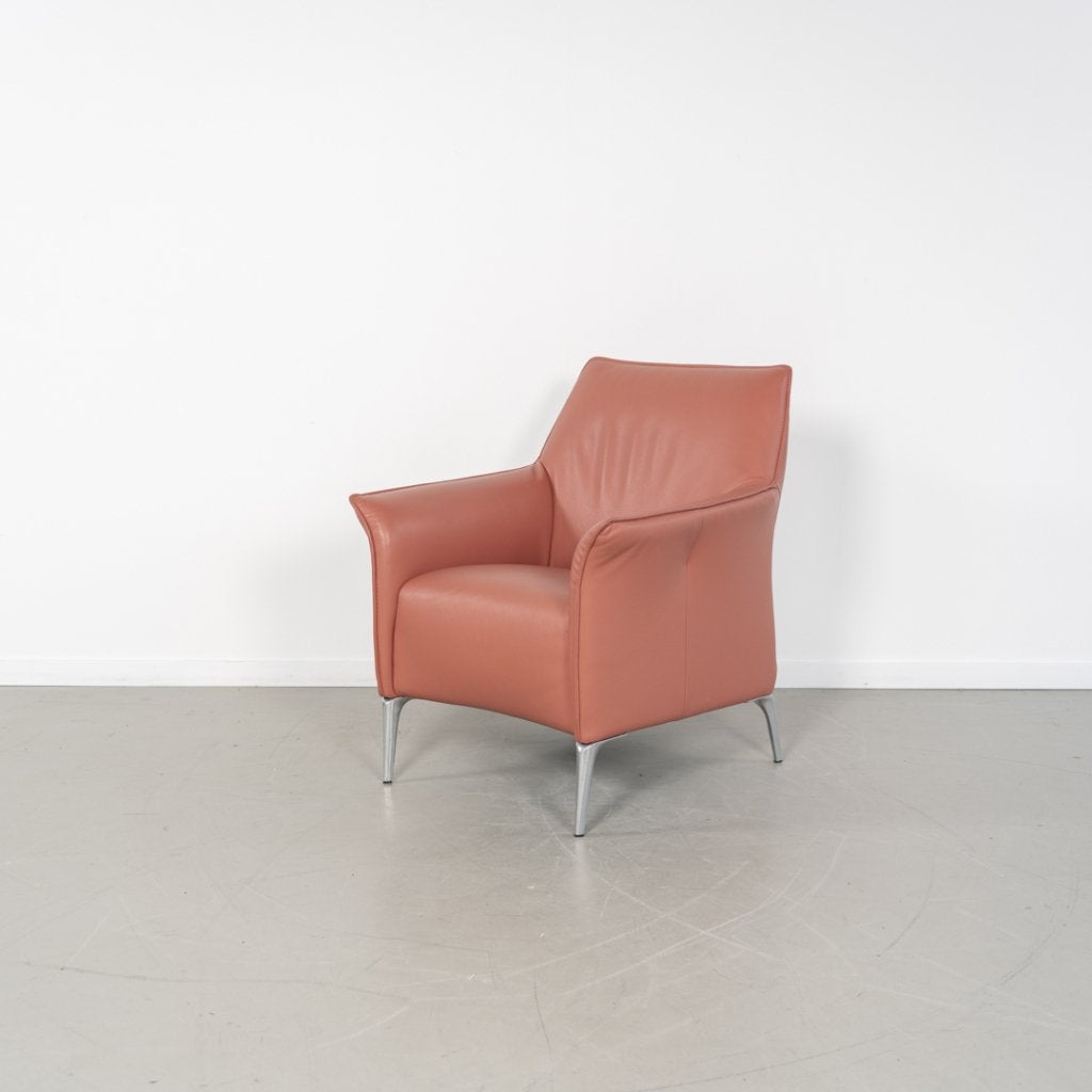 1x Leolux Mayuro Fauteuil Oudroze Leer - Chroom Frame, Huis en Inrichting, Niet ingevuld, Minder dan 75 cm, Niet ingevuld, Ophalen of Verzenden