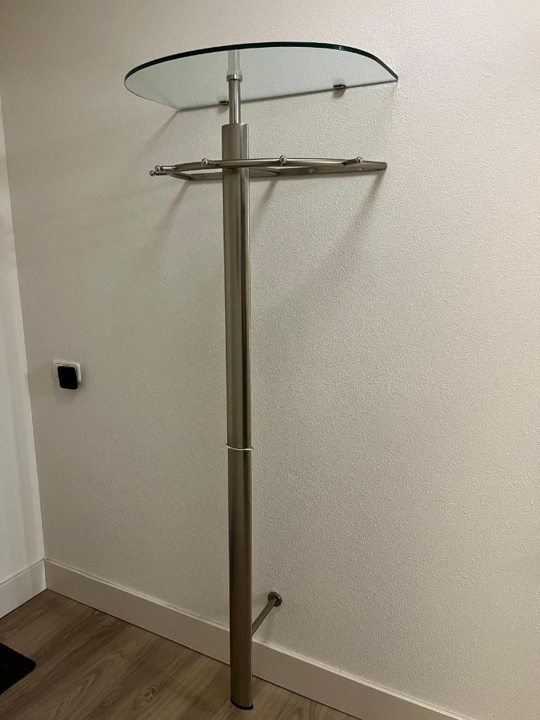 Kapstok RVS modern met glasplaat, Huis en Inrichting, Woonaccessoires | Kapstokken, Zo goed als nieuw, Metaal, 150 tot 200 cm