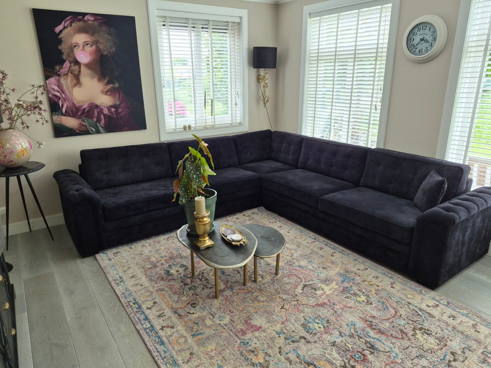 Grote Donkergrijze Hoekbank - Zo goed als nieuw, Huis en Inrichting, Banken | Bankstellen, Ophalen, Modern, Comfortabel, 100 tot 125 cm