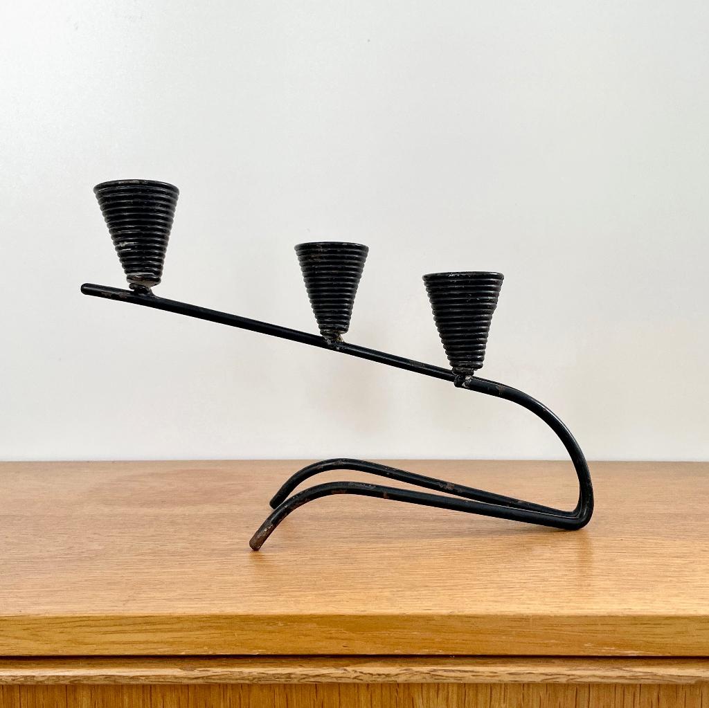 vintage Mid Century KANDELAAR Pilastro zwart metaal retro, Huis en Inrichting, Woonaccessoires | Kandelaars en Kaarsen, Gebruikt