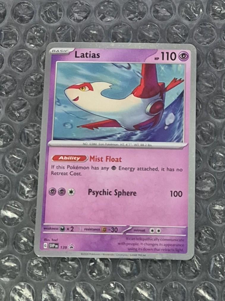 Cosmos Holo Latias SVP 139 Scarlet & Violet Black Star Promo, Ophalen of Verzenden, Zo goed als nieuw, Losse kaart, Foil