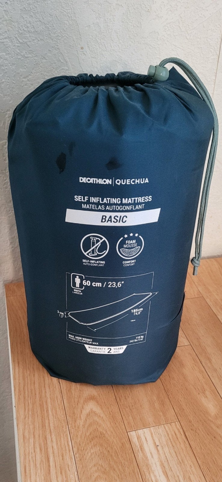 QUECHUA Zelfopblazende Slaapmat Basic 60 cm 1 Persoon, Ophalen of Verzenden, Zo goed als nieuw, 1-persoons