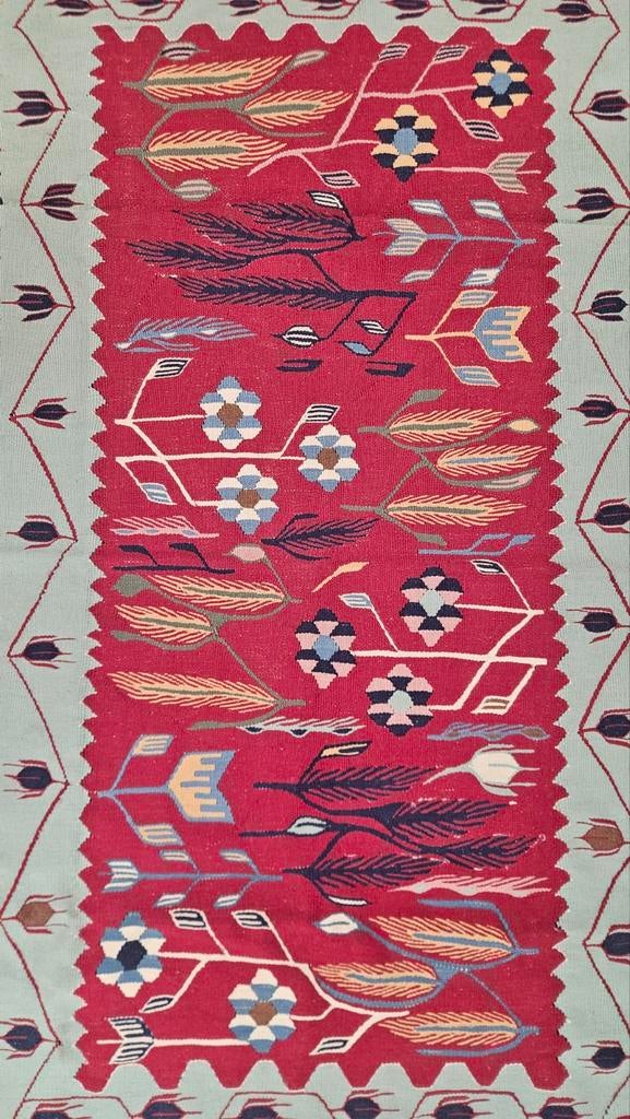 Vintage Handgeweven Kelim Tapijt floral Anatolia 108x170cm, Gebruikt, Crème, Ophalen of Verzenden, Onbekend