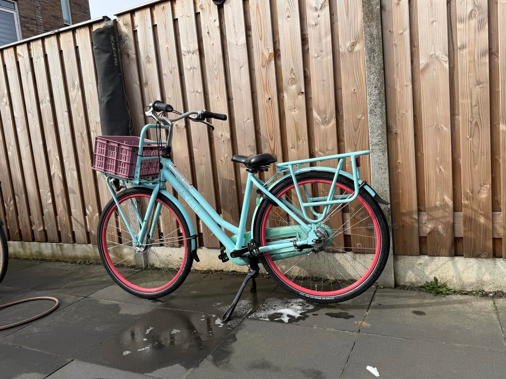 Gazelle fiets 28 inch - Lichtblauw met roze accenten, Ophalen, Versnellingen, Gazelle, 53 tot 56 cm