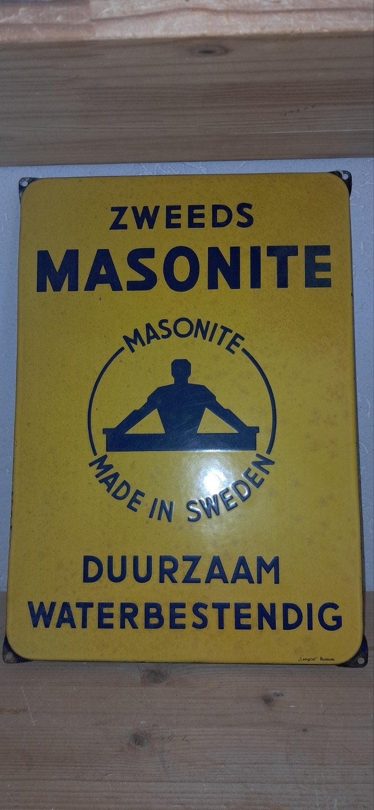 Emaille bord  masonite, Ophalen of Verzenden, Gebruikt, Reclamebord