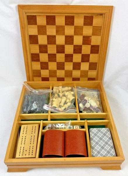 Spellenbox Hout Schaken Backgammon Domino Cribbage bordspel, Coolsingel 104, 3011 AG Rotterdam, Netherlands, Verzenden, Onbekend