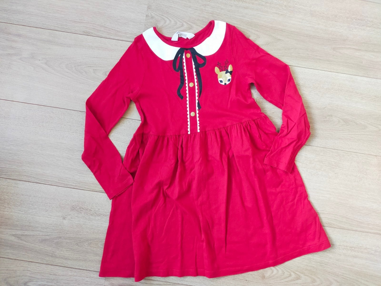 Zgan! Schattig rood kerst jurkje van H&M. Mt 122/128, Meisje, H&M, Ophalen of Verzenden, Zo goed als nieuw