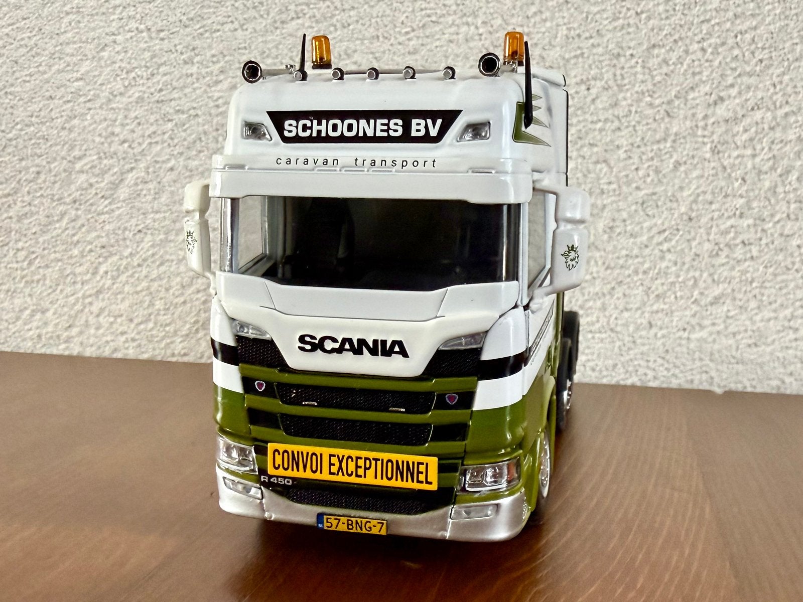 IMC models ( GEEN Tekno) Schoones Caravan Transport-Scania R, Ophalen of Verzenden, Zo goed als nieuw, Bus of Vrachtwagen, Overige merken