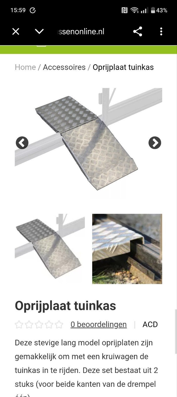 ACD tuinkas oprijplaten, nieuw, Ophalen of Verzenden, Glas, Nieuw, Aluminium