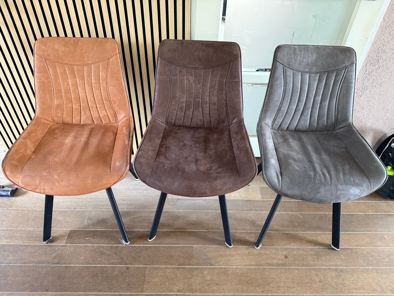 3 eetkamerstoelen in verschillende kleuren, Ophalen, Gebruikt, Overige kleuren, Drie
