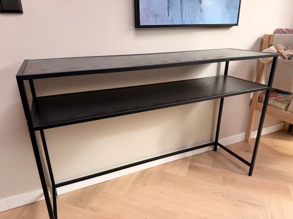 Zwarte side table, Huis en Inrichting, Tafels | Sidetables, Ophalen, Gebruikt, 100 tot 150 cm, Metaal