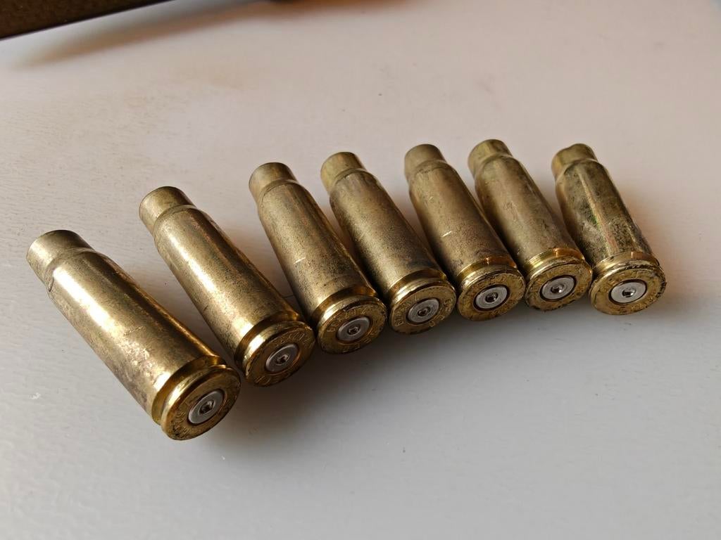 7 LEGE hulzen in het kaliber 7,62x39mm, Verzamelen, Militaria | Algemeen, Ophalen of Verzenden, Landmacht, Overige gebieden, Hulzen of Bodemvondsten