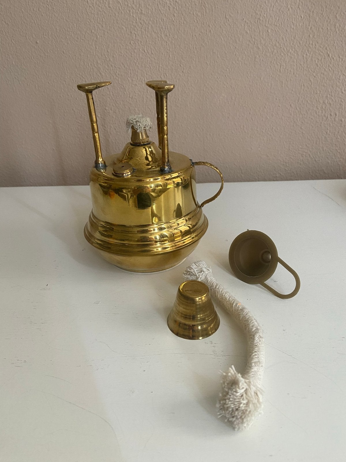 Antieke Messing olie brander, Ophalen of Verzenden
