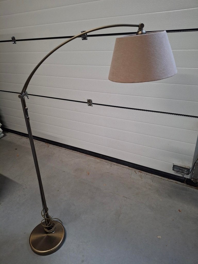 Moderne booglamp met stoffen kap, Ophalen, Gebruikt, Metaal, E27 (groot)