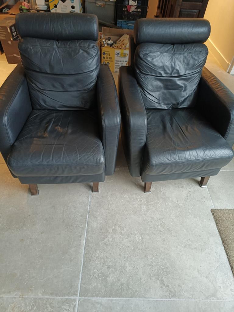 Lederen stoelen, Ophalen, Gebruikt, 75 tot 100 cm, 50 tot 75 cm