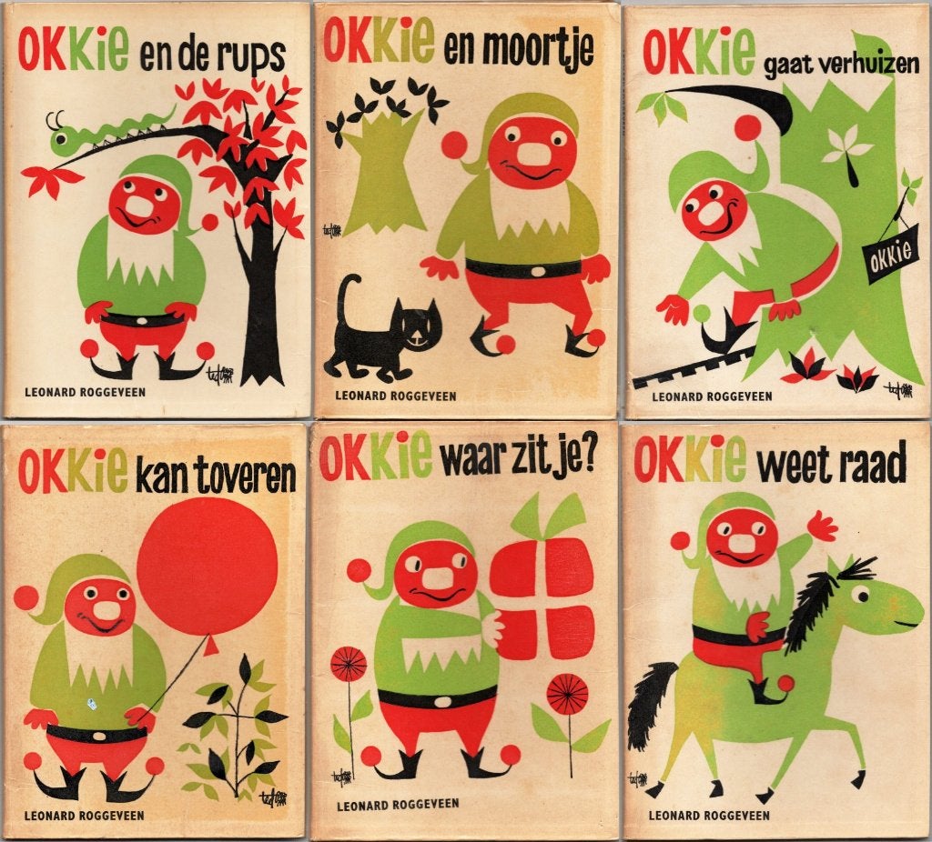 Setje vintage Okkie boeken, Antiek en Kunst, Ophalen of Verzenden, Leonard Roggeveen