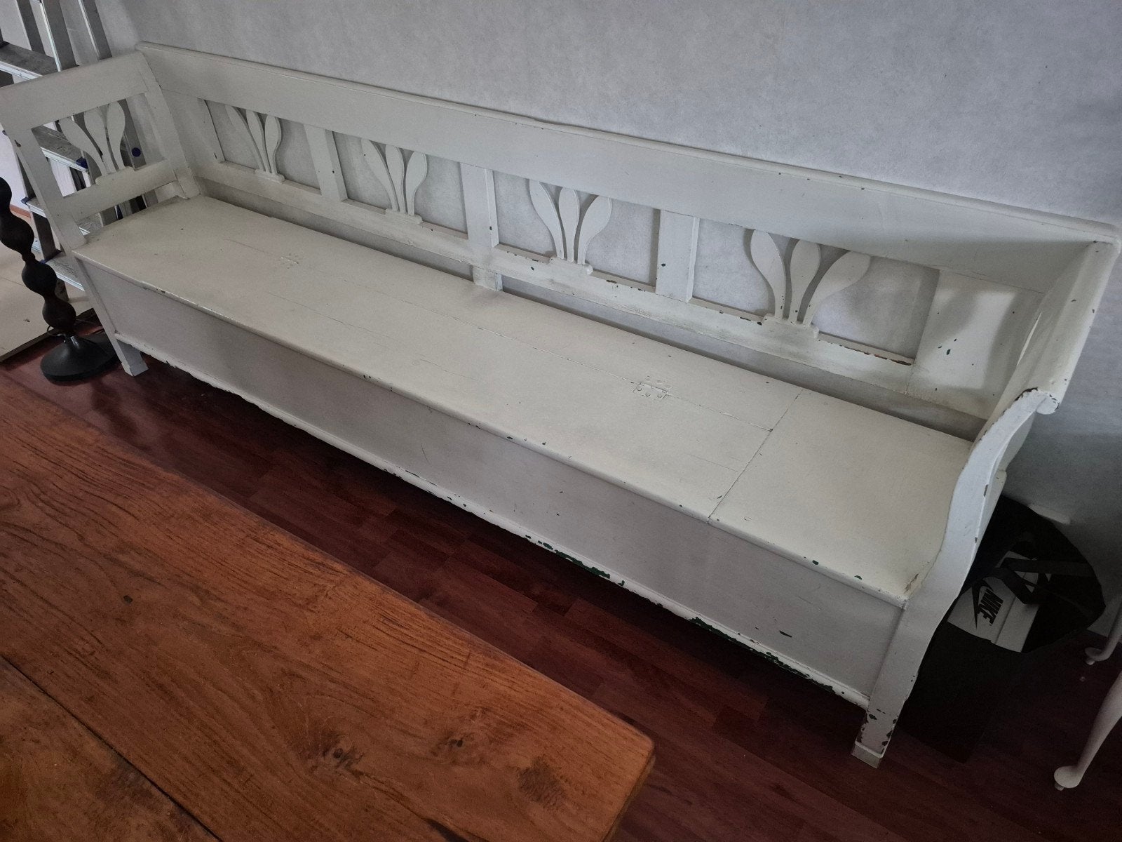 Houten grenen klepbank, 240 cm, Antiek en Kunst, Ophalen
