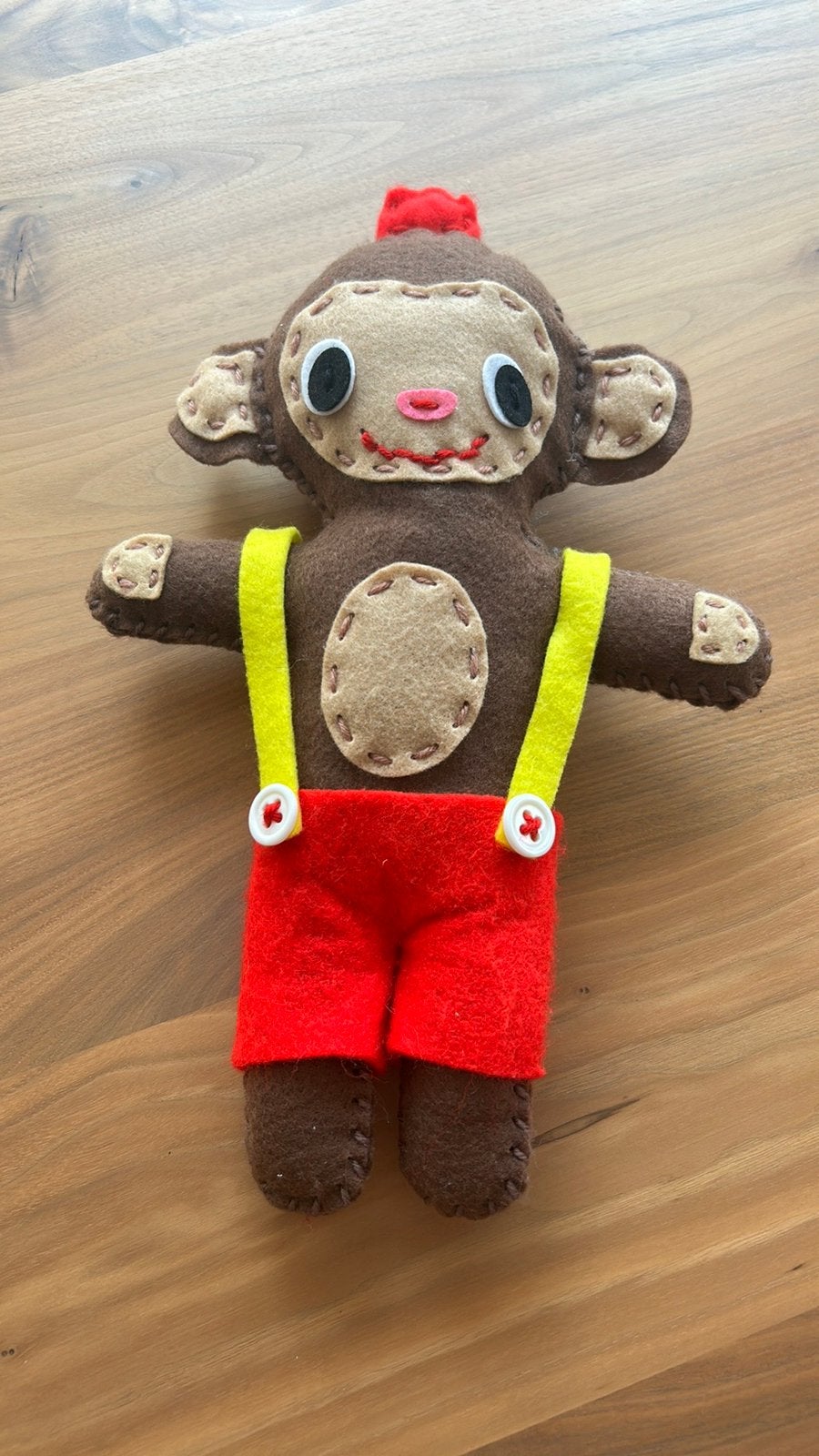 Handgemaakt vilten knuffel aapje - Uniek en zacht, Overige merken, Nieuw, Ophalen of Verzenden, Middelgroot (20 tot 80 cm)