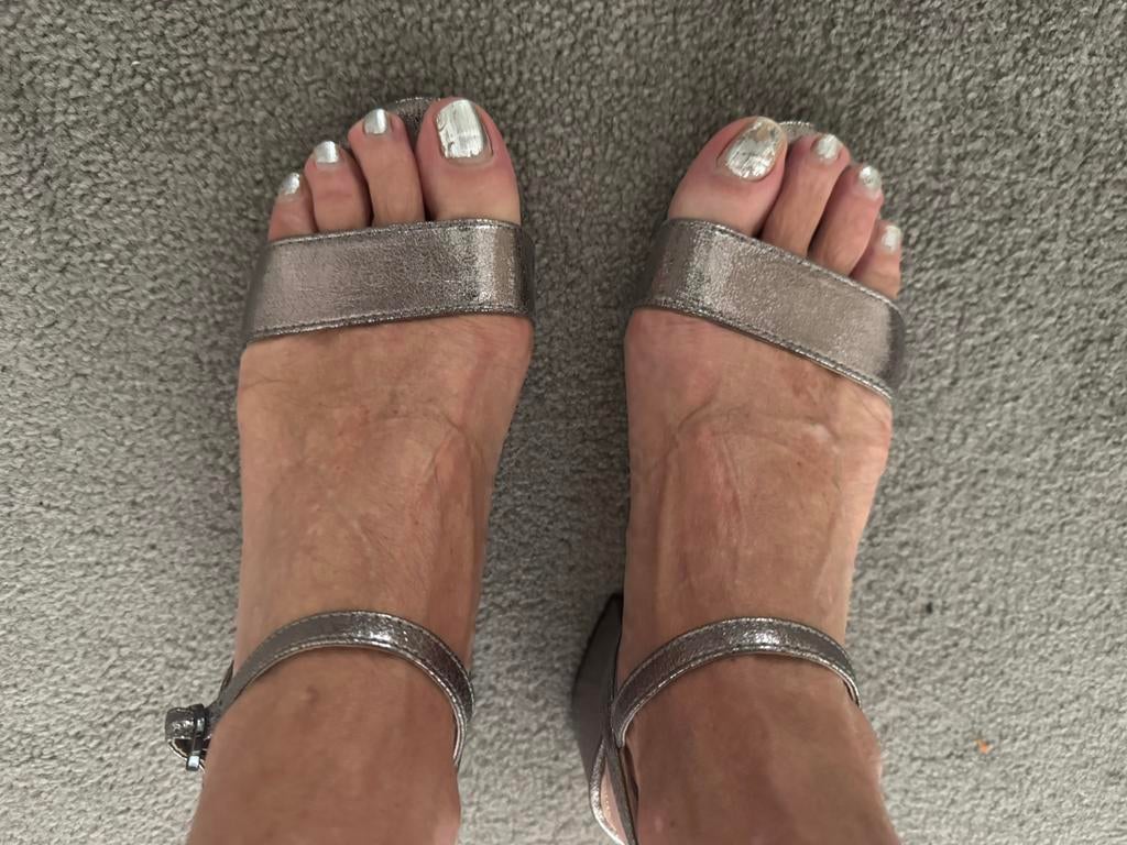 Brons/zilverachtige open schoentjes. Maat 40, Ophalen of Verzenden, Zo goed als nieuw, Overige kleuren, Sandalen of Muiltjes