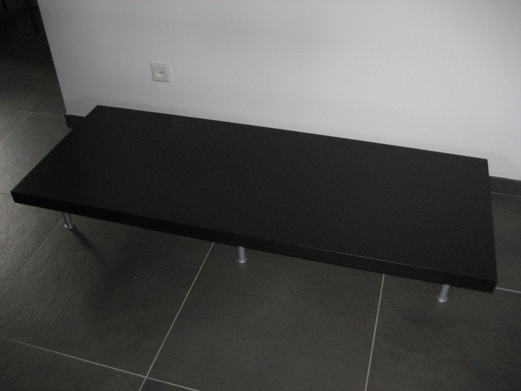 Tv audio meubel salontafel tafel 6 ronde rvs pootjes bruin, Ophalen, Gebruikt, Overige materialen, 150 tot 200 cm