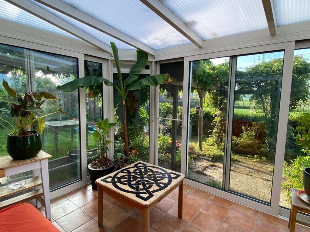 Aluminium wit gepoedercoate serre/veranda, Ophalen, Gebruikt, Serre