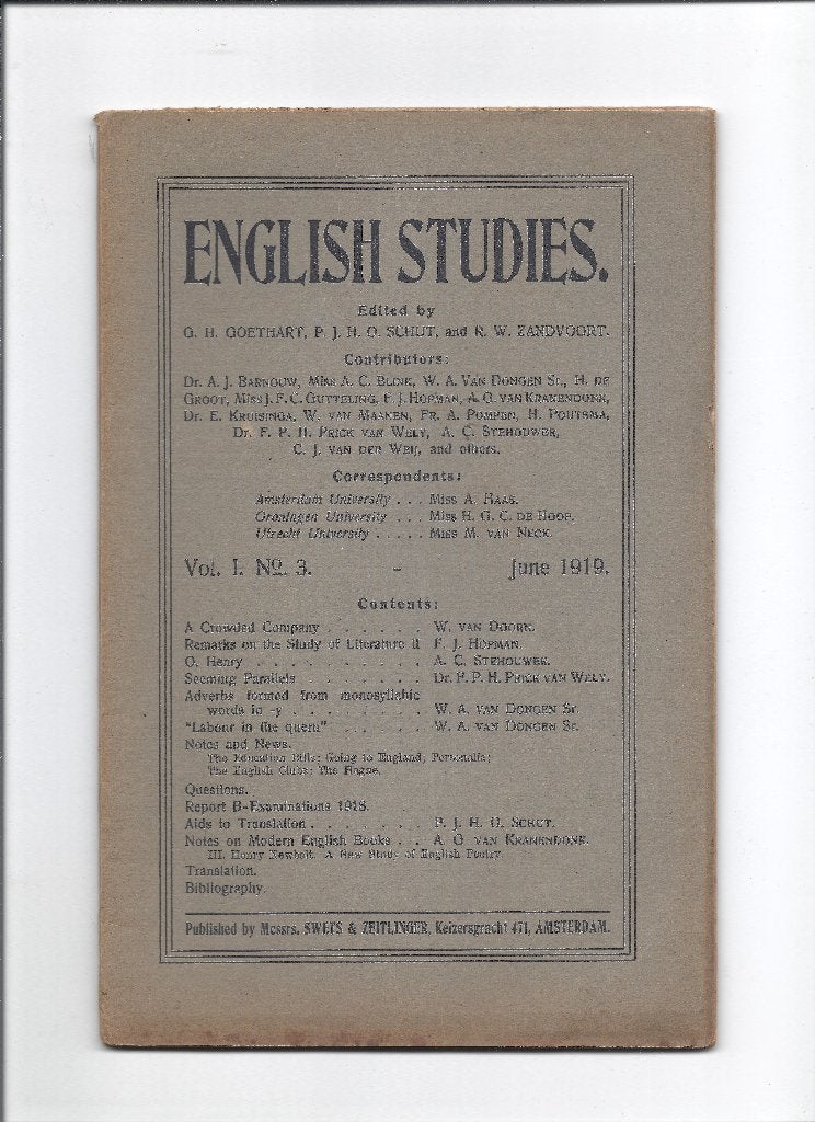 English Studies A Journal of english Letters and Philology, Ophalen of Verzenden, 1920 tot 1940, Tijdschrift